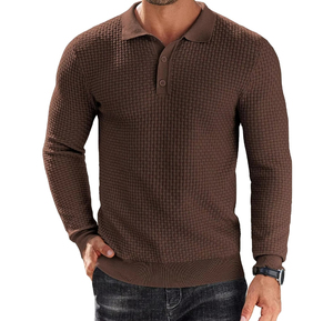 Wholesale <b>Men's</b> European American Lapel Anti-Wrinkle Casual Autumn Slim <b>Cardigan</b> <b>Long</b>-Sleeved Knitted Sweater Front Logo - Product Image 2