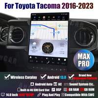 Autoradio stéréo GPS Android 13 14'' AuCar pour Toyota Tacoma 2016-2023, écran Tesla, lecteur multimédia vidéo DVD pour voiture