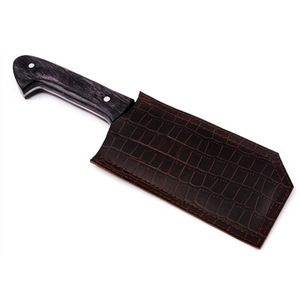 Cuchillos de carnicero de alta calidad con hoja afilada y ancha, mango de madera remachado y funda protectora de cuero para alimentos - Product Image 3