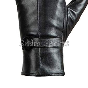 Guantes Largos de Piel de Oveja Genuina, Estilo Liso Negro, Venta al Por Mayor, para Actividades al Aire Libre - Product Image 3