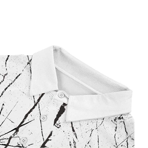 Polo à manches courtes pour homme avec motif imprimé craquelé, style décontracté, coupe classique, tissu tissé, impression numérique - Product Image 2