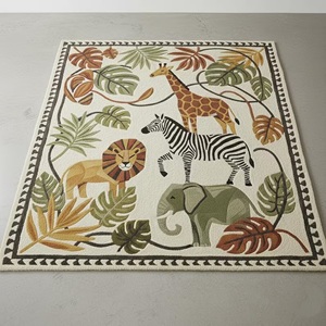 Safari Animal Kids Area Rug Jungle Theme Hand Tufted Carpetfor Nursery Playroom Bedroom Soft Plush Decorative <b>Floor</b> Rug for Kids - Product Image 3