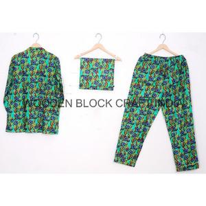 Ensemble de pyjama pour femmes, vêtements de nuit en coton à manches longues, robes décontractées d'été, ensembles de pyjama imprimés de fleurs faits à la main, vente en gros - Product Image 5