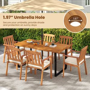 Tavolo da Pranzo Rettangolare in Legno di Acacia per 6 Persone, Arredamento da Esterno per Patio - Product Image 5