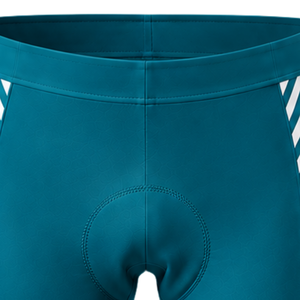 Shorts de cyclisme rembourrés blancs et turquoise, personnalisés, à séchage rapide, respirants, extensibles, pour la course à vélo, le vélo de route, l'entraînement et la performance - Product Image 2