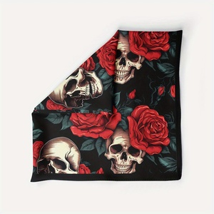 Fashion Custom <b>Silk</b> Satin Floral <b>Square</b> Head <b>Scarves</b> & Bandanas for Women-High Quality Outdoor Use All Seasons - Product Image 1