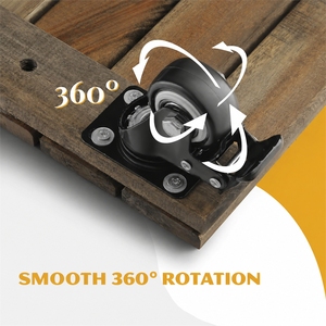 Custom Logo Eco Friendly Dark Stained Square Wood Modern Waterproof Plant <b>Caddy</b> Movable Flower Pot Stand Floor Pallet 360 - Product Image 3