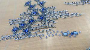 Tela de encaje de malla bordada con lentejuelas y cuentas al por mayor, hecha a mano, para vestido de noche, tela de diseñador de moda, alta costura de lujo - Product Image 2