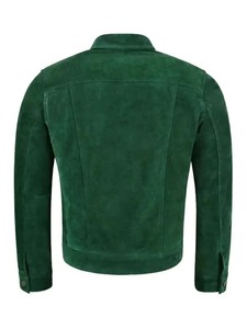 เสื้อแจ็คเก็ตหนังกลับสีเขียวสำหรับผู้ชายสไตล์ Trucker - Product Image 2