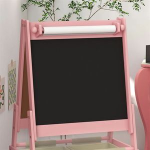 Cavalletto artistico in metallo per bambini con rotolo di carta, lavagna bianca e lavagna nera, contenitore rosa - Product Image 4
