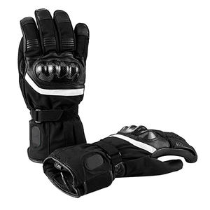 Gants de moto en cuir imperméables et coupe-vent avec doublure en polaire épaisse résistante au froid et fermeture à boucle et crochets - Product Image 2