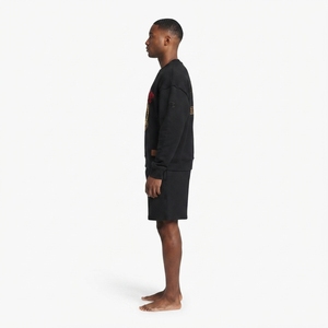 Custom 430gsm Heavyweight Cotton Crewneck Sweatshirt V-Insert Streetwear <b>Men</b> Screen Printed <b>Pullover</b> OEM Manufacturer - Product Image 3