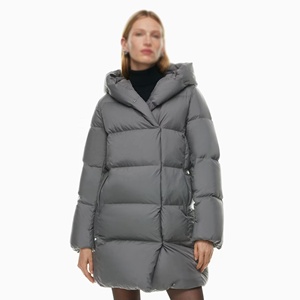 Doudoune matelassée longue et brillante pour femme, respirante, grande taille, avec capuche, épaisse, imperméable, écologique, fermeture éclair, effet mémoire - Product Image 1