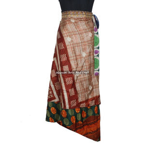 Falda Larga Envolvente de Seda Vintage para Mujer, Estilo Sari Reversible, Mágica y Versátil - Product Image 5