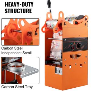 Manual Boba <b>Tea</b> Cup Sealer <b>Machine</b> 300-500 Cup/h Capacity Orange 90/95mm Diameter Cup Sealing 300-500 Cup/h Capacity - Product Image 2