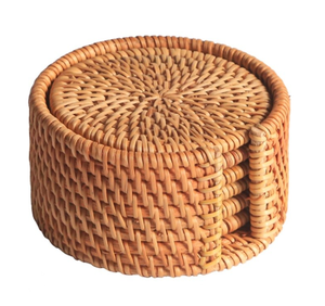 Dessous de verre en rotin et osier Tapis et tampons pour tasses à thé et cafés Dessous de verre en rotin avec logo OEM pour restaurant et hôtel - Product Image 1