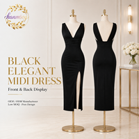 Nouvelle Robe d'été 2026 pour Femme – Robe de Soirée Élégante et Sexy à Col en V, Dos Nu, Couleur Unie, Coupe Ajustée avec Fente pour Dames