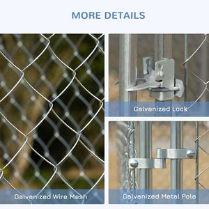 Recinto per Cani Robusto in Rete Zincata 4,6m x 4,6m con Serratura di Sicurezza e Area Esterna Stabile per Cani di Taglia Grande - Product Image 5