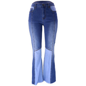 Jean évasé pour femme, coupe bootcut, taille basse, en denim, tissé, adouci, longueur intégrale, coupe ample, en promotion - Product Image 1