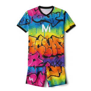 Ensemble de maillots de football sublimés de qualité supérieure avec panneaux en maille élastique, personnalisable avec logo et nom de marque, pour l'entraînement de football - Product Image 1