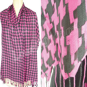 Elegant Houndstooth Rayon Scarf Soft Lightweight Viscose Scarf Fashion Neck <b>Wrap</b> <b>Shawl</b> Stylish Women Men Winter Fall Classic - Product Image 2