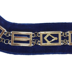Collar Masónico Premium Master Mason Blue Lodge, Chapado en Oro, Collar Ceremonial de Terciopelo - Product Image 2