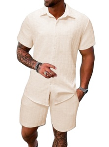 2026 Men's Casual Style Short Sleeve Shirt Shorts Two Piece <b>Set</b> for Autumn - Product Image 3