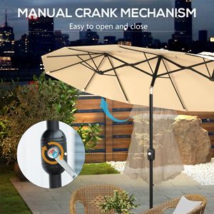 Ombrellone da Giardino a Doppia Faccia da 2,9 m con Inclinazione a Pulsante e 3 Prese d'Aria, 12 Stecche, in Poliestere per Esterni - Product Image 6