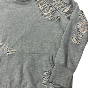 เสื้อฮู้ดดี้ผู้ชายแบบดิสเทรส น้ำหนักเบา ผ้าคอตตอนผสม ราคาขายส่ง คุณภาพพรีเมียม พร้อมบริการ OEM - Product Image 5
