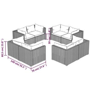 ชุดรับแขกโพลีหวายสำหรับลานบ้าน8ชิ้นพร้อมหมอนอิงสีเทา - Product Image 5
