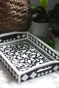 Plateau de service en os incrusté sur mesure, dernier design, plateau en os incrusté d'Inde, meilleure couleur et taille personnalisée en provenance d'Inde - Product Image 1