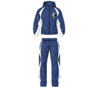 <b>Navy</b> Blue White Hooded Tracksuit Set Full Zip Jacket Straight Leg Pants Custom Team Training Athletic Sportswear Two Piece - Product Image 1