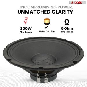 Coppia di Altoparlanti PA DJ da 12 Pollici 200W 8 Ohm con Driver di Ricambio e Magnete Y30 da 30 Oz per Sistema Audio Professionale SP 12120 8OH - Product Image 2