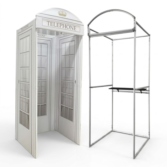 Vintage London Telephone Booth, Portable 360 Photo Booth Enclosure with Metal Frame for Party Wedding Event Decoration