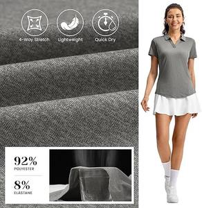 Tops décontractés pour femmes, respirants, à séchage rapide, à manches courtes, col classique, mélange polyester/coton, logo de marque personnalisé - Product Image 4