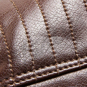 Men's Brown Leather or PU Leather Jacket Stand Collar Zipper Closure Faux <b>Fur</b> Lining Moto Biker Style Winter Wear - Product Image 4