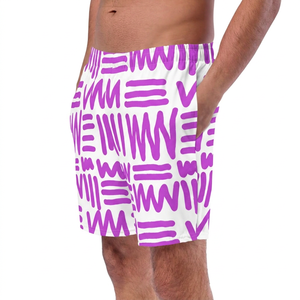 Shorts de Baño para Hombre, Color Blanco Sólido, Poliéster/Algodón, Secado Rápido, Cintura Elástica con Cordón, Estilo Urbano, Ecológicos - Product Image 1