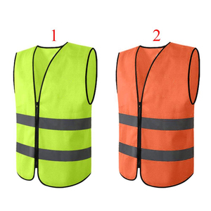 <b>High</b> <b>Visibility</b> Reflective Safety Vest Orange and Lime Green Sleeveless Workwear with Reflective Strips Unisex Polyester - Product Image 4