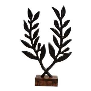 Handmade Aluminum Leaf Foliage Sculpture Rustic Tabletop Decor Plant Theme Living Room Art Piece - Product Image 1