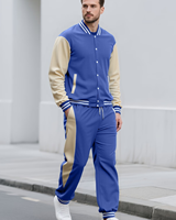 Men's Customized Hoodie Set Sporty Track Suit Winter 100% Cotton Fleece Customized Colors Patchwork Design