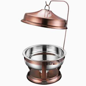 Copper Round Chafer Stainless Steel <b>Food</b> Warmer Serving Dish Fuel Heating Restaurant Banquet Use - Product Image 1