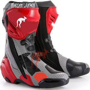 Botas de Motociclismo de Cuero de Diseño Exclusivo para Hombre, Forro de Malla de Primera Calidad, Estilo de Carreras, Ventiladas, Blancas - Product Image 4