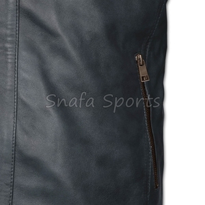 Ropa de Moda para Hombre, Chaqueta de Cuero de Diseño Personalizado, Chaqueta de Motociclista con Cuello Alto para Hombre a Precio de Mayoreo - Product Image 4