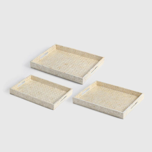 Plateau de service rectangulaire fait main en nacre incrustée, lot de 3, plateau décoratif en bois, décoration de maison écologique, cadeau - Product Image 6