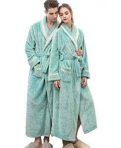 <b>Men's</b> Soft Casual Loose Robe <b>Cardigan</b> Pajamas Plain Dyed <b>Long</b>-Sleeved Flannel Nightgowns <b>for</b> Summer/Winter/Spring - Product Image 5