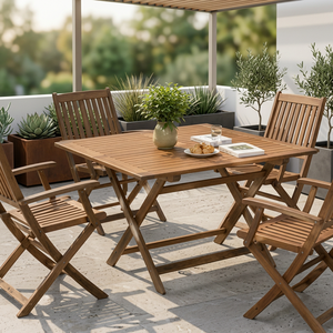 Ensemble de meubles de patio pour salle à manger, meubles d'intérieur et d'extérieur, OEM/ODM, chaises et table de jardin en rotin et bois, 4 à 8 places, design personnalisé - Product Image 3