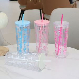 Vaso de Plástico de Doble Pared de 700 ml con Diseño de Lazo, Vaso Transparente para Agua, Vaso Portátil para Café en el Auto - Product Image 3