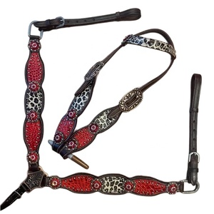 Selle Western en cuir véritable premium, légère, rouge croco, durable, avec collier de poitrage et têtière pour cheval, prête à être expédiée - Product Image 2