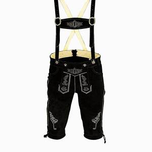 Lederhosen noirs Heritage pour hommes, en cuir véritable bavarois, style classique, tailles européennes 46 à 62 - Product Image 1
