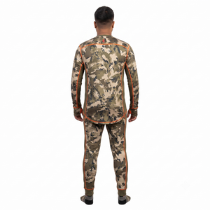 Ensemble de sous-vêtements thermiques en laine mérinos - Couche de base chaude pour la chasse, motif camouflage, polyester recyclé, fabricant OEM - Product Image 2